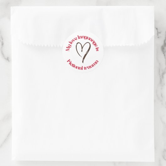 love language is fictional trauma ronde sticker (Tas)