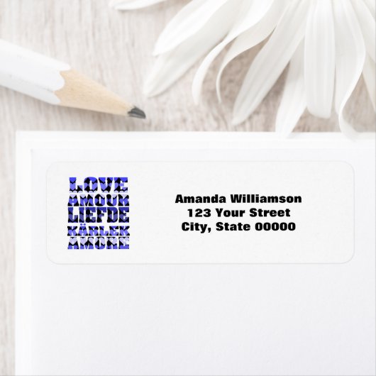 Love Languages Blue Personalize Retouradres Etiket (Insitu)