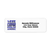 Love Languages Blue Personalize Retouradres Etiket (Voorkant)