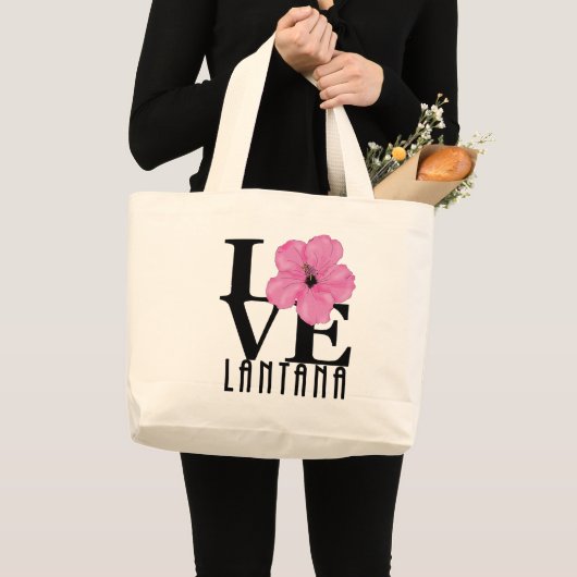 LOVE Lantana PinkHibiscus Grote Tote Bag (Voorkant (product))
