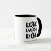 Love Laugh Live in Black Mok (Voorkant rechts)