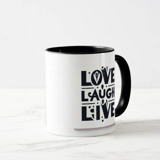 Love Laugh Live in Black Mok (Voorkant rechts)