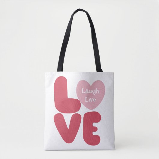 LOVE Laugh Live Pink Typografie Tote Bag (Voorkant)