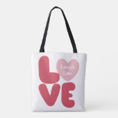 LOVE Laugh Live Pink Typografie Tote Bag (Achterkant)