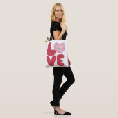 LOVE Laugh Live Pink Typografie Tote Bag (Op model)