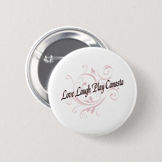 Love Laugh Play Canasta Red Ronde Button 5,7 Cm (Voorkant /achterkant)
