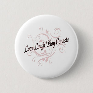 Love Laugh Play Canasta Red Ronde Button 5,7 Cm