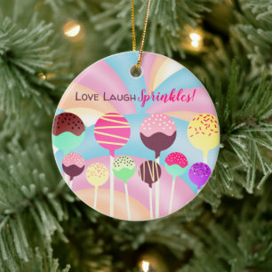 Love laugh sprinkles cake pops rainbows Christmas Keramisch Ornament