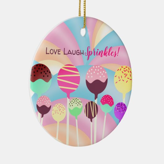 Love laugh sprinkles cake pops rainbows Christmas Keramisch Ornament (Rechts)