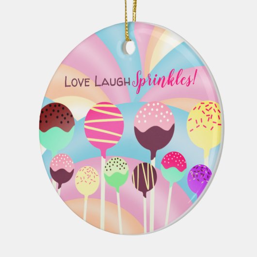 Love laugh sprinkles cake pops rainbows Christmas Keramisch Ornament (Links)