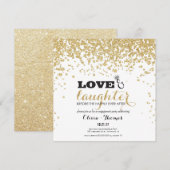 Love & Laughter Gold Glitter Verloving Uitnodigen Kaart (Voorkant / Achterkant)