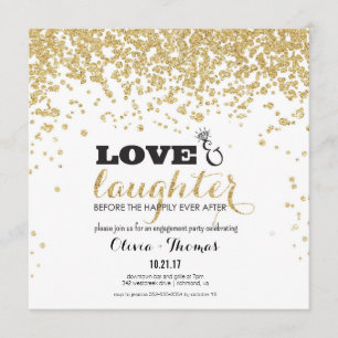 Love & Laughter Gold Glitter Verloving Uitnodigen Kaart