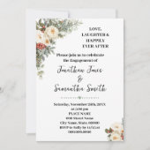 Love Laughter Happily Engagement Winter Floral Kaart (Voorkant)