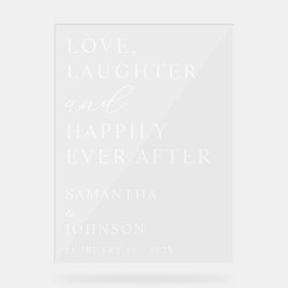 Love, Laughter & Happily Ever After Custom Wedding Acryl Bord