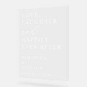 Love, Laughter & Happily Ever After Custom Wedding Acryl Bord (Hoek)