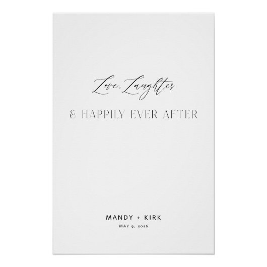 Love Laughter Happily Ever After Wedding Sign Perfect Poster (Voorkant)