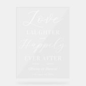 Love Laughter & Happily Ever After Wedding Welcome Acryl Bord (Voorkant)