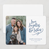 Love Laughter Latkes Hanukkah Photo Feestdagenkaart (Voorkant / Achterkant)