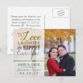 Love Laughter nog lang en gelukkig na Save the Dat Aankondigingskaart (Voorkant / Achterkant)
