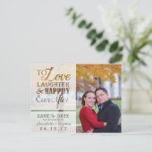 Love Laughter nog lang en gelukkig na Save the Dat Aankondigingskaart (Staand voorkant)