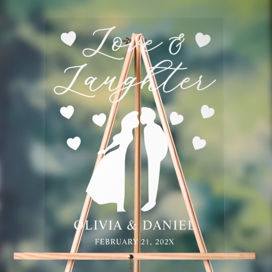 Love & Laughter Personalized Wedding Reception Acryl Bord (Neutraal)