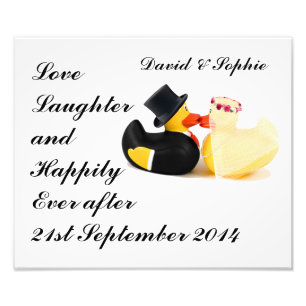 Love Laughter Wedding Ducks Foto Afdruk