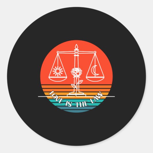 Love Law Retro  Ronde Sticker (Voorkant)