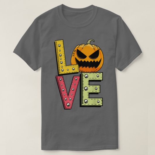 Love Lazy Halloween Costume Pumpkin Jack O Lantern T-shirt (Design voorkant)