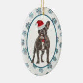 Love Leaves Pawprints French Bulldog Keramisch Ornament (Rechts)