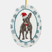 Love Leaves Pawprints French Bulldog Keramisch Ornament (Voorkant)