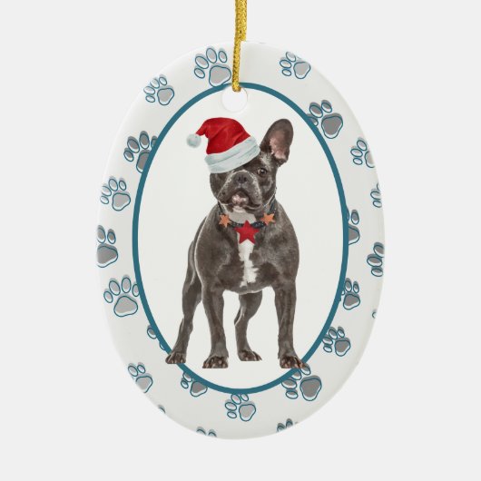 Love Leaves Pawprints French Bulldog Keramisch Ornament (Voorkant)