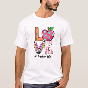 LOVE Leerleraar Leven Apple-potlood Leerlingenwaar T-shirt
