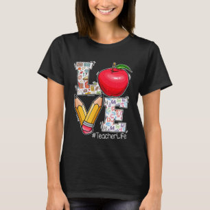 LOVE Leerleraar Leven Apple-potlood Leerlingenwaar T-shirt