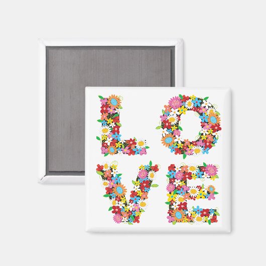 LOVE Lente Bloemen Magneet (Voorkant / Achterkant)