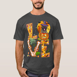 Love Leonberger Witch Pumpkin Scary Halloween Dog T-shirt
