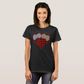 Love Leopard Buffalo Red Plaid Heart Happy Valenti T-shirt (Voorkant volledig)