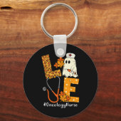 LOVE Leopard Ghost Oncology Nurse Halloween Costum Sleutelhanger (Voorkant)