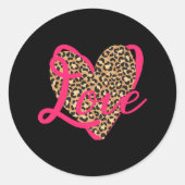Love Leopard Valentijn Ronde Sticker (Voorkant)