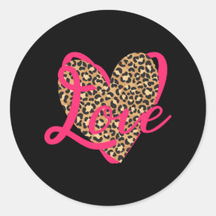 Love Leopard Valentijn Ronde Sticker