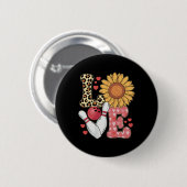 Love Leopard Zonnebloem Bowling Valentijn Bowling Ronde Button 5,7 Cm (Voorkant /achterkant)