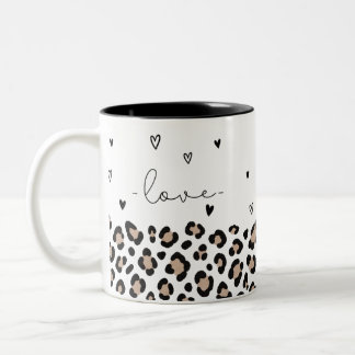 Love Leopardenmuster Tasse mit Herzen Tweekleurige Koffiemok