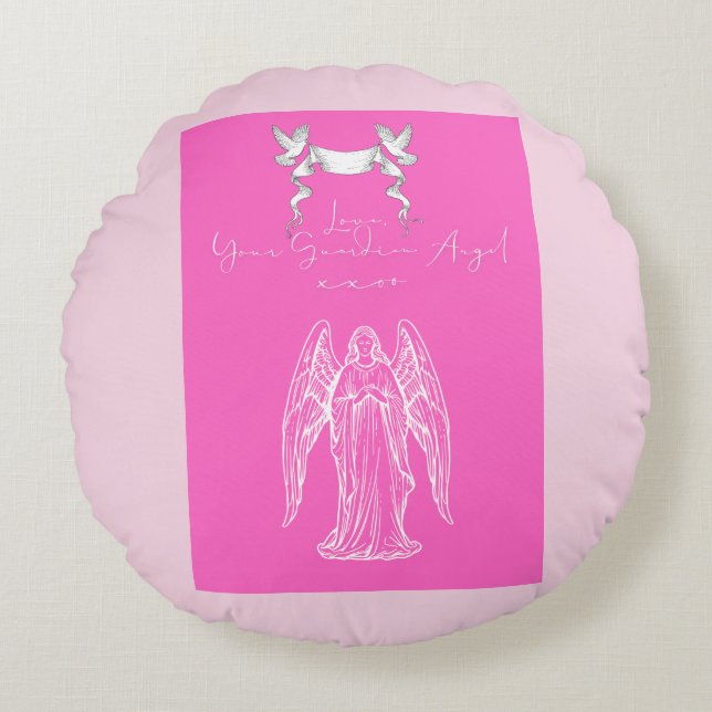 Love Letter Design - Love, Your Guardian Angelxxoo Rond Kussen (Voorkant)