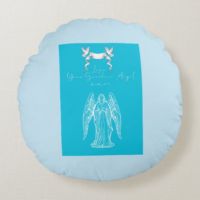 Love Letter Design - Love, Your Guardian Angelxxoo Rond Kussen (Voorkant)