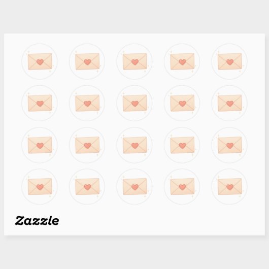Love letter envelope ronde sticker (Vel)