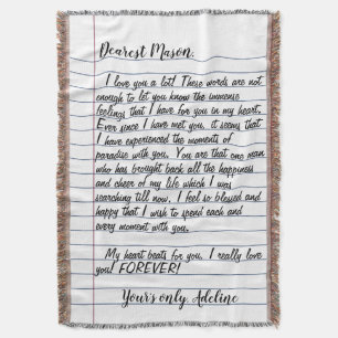 Love Letter Gift Husband Wife voor hem Deken