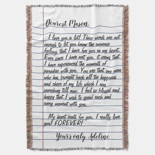 Love Letter Gift Husband Wife voor hem Deken (Voorkant Verticaal)