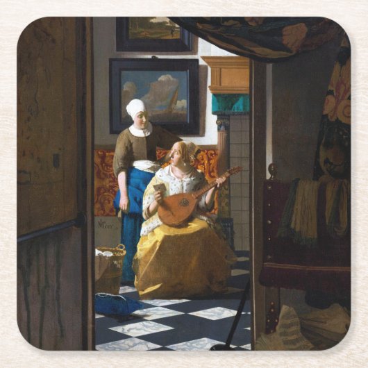 Love Letter, Johannes Vermeer Kartonnen Onderzetters (Voorkant)
