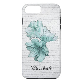 Love Letter Mint Illustrated Flower Naam aanpassen iPhone 8/7 Plus Hoesje