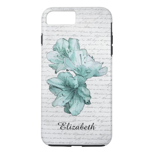Love Letter Mint Illustrated Flower Naam aanpassen Case-Mate iPhone Case (Achterkant)