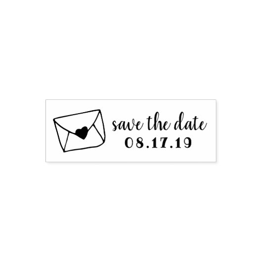 Love Letter Sealed Heart Envelope Save the Date Zelfinktende Stempel (Design)